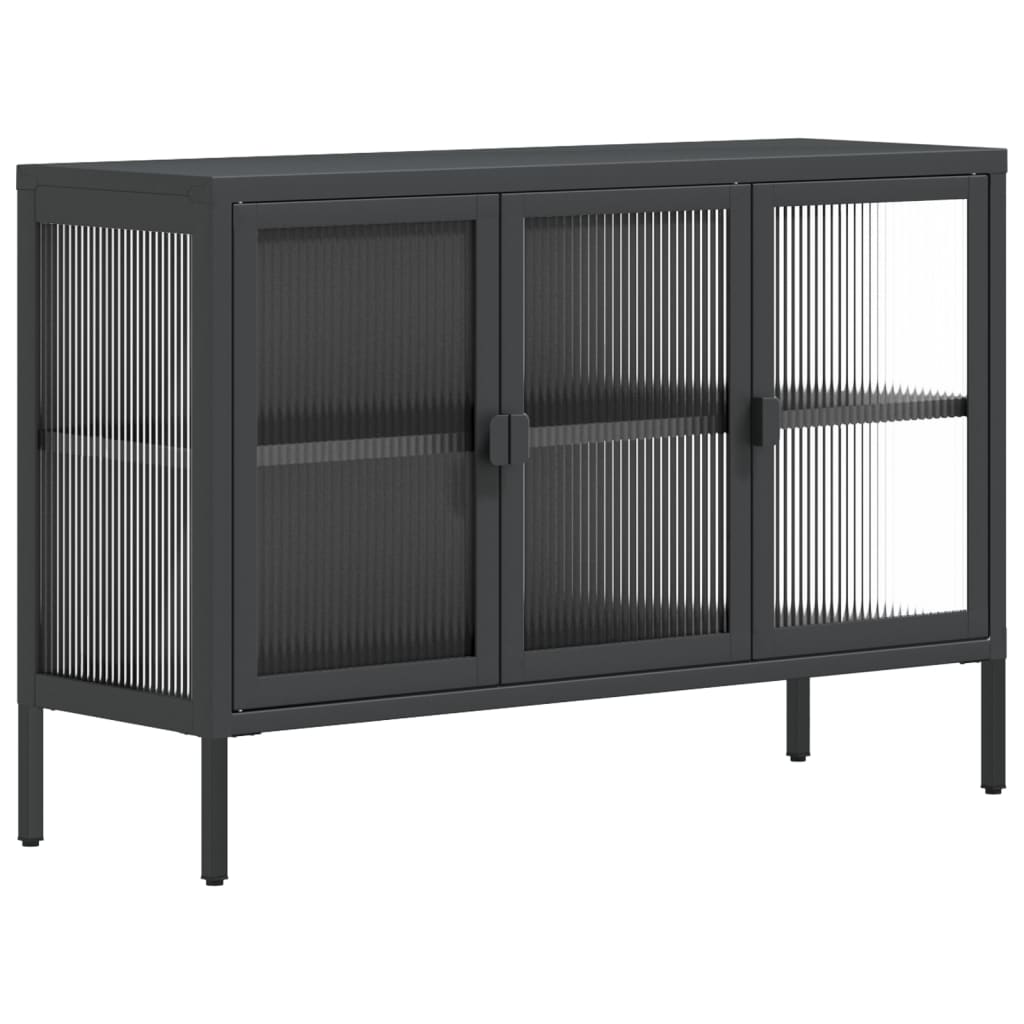 Sideboard Black 41.3&quot;X13.8&quot;X27.6&quot; Glass And Steel