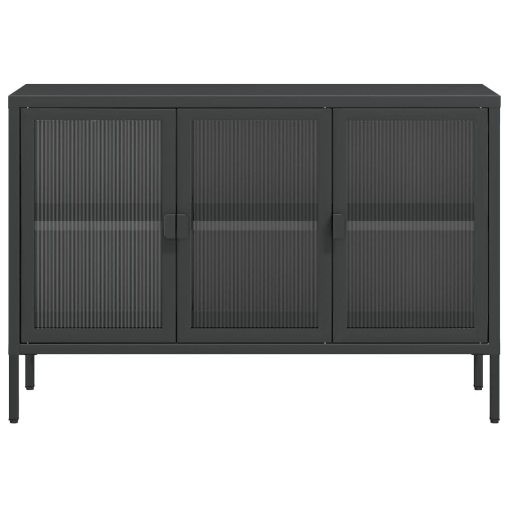 Sideboard Black 41.3&quot;X13.8&quot;X27.6&quot; Glass And Steel