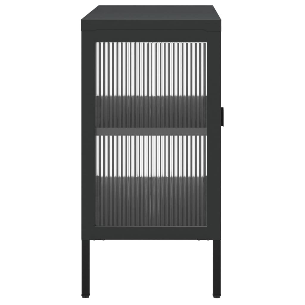 Sideboard Black 41.3&quot;X13.8&quot;X27.6&quot; Glass And Steel