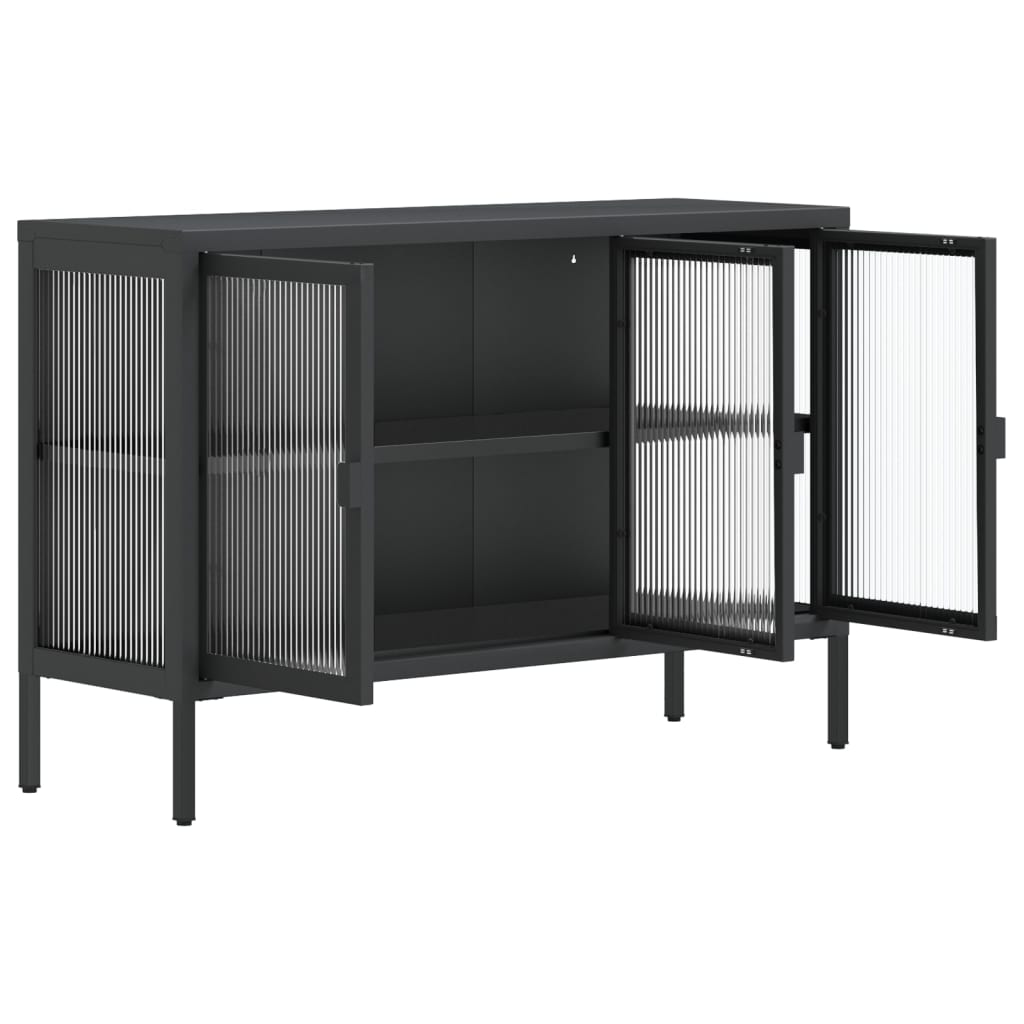 Sideboard Black 41.3&quot;X13.8&quot;X27.6&quot; Glass And Steel