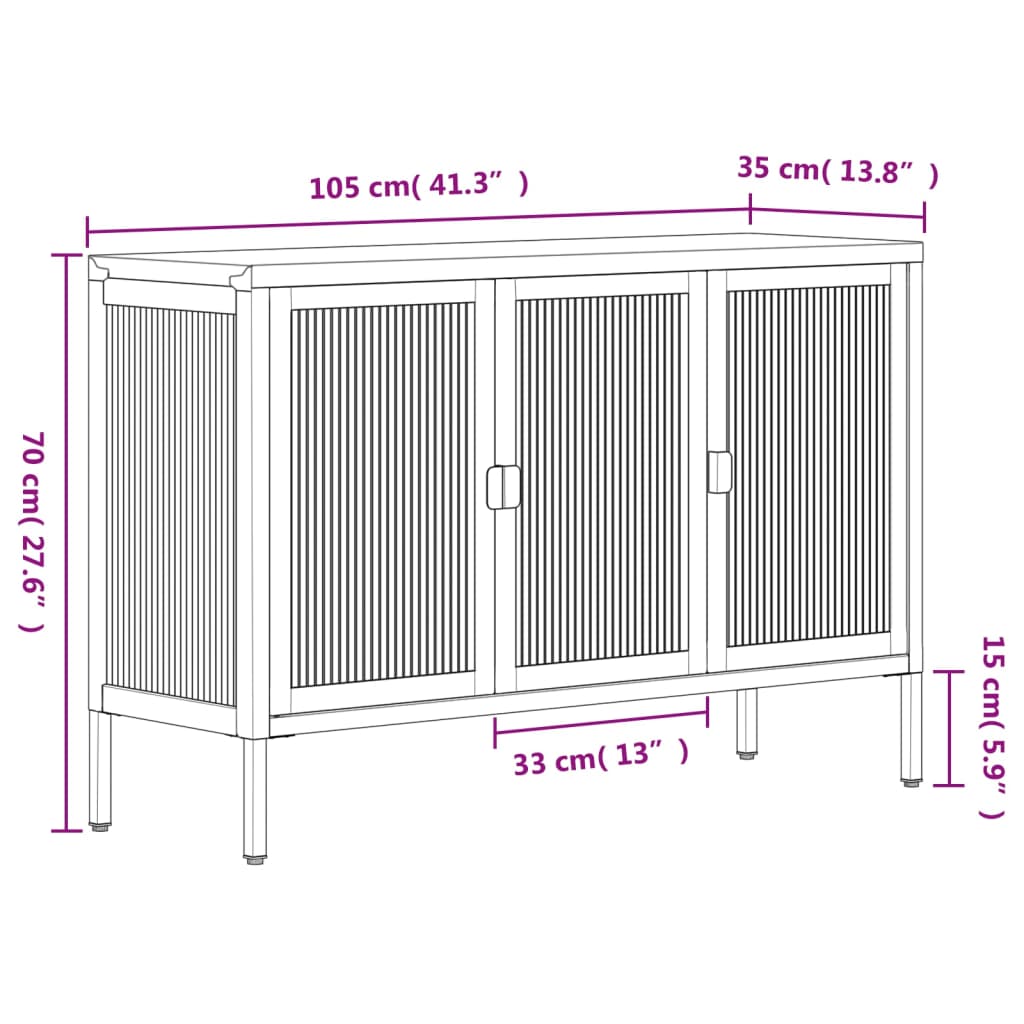 Sideboard Black 41.3&quot;X13.8&quot;X27.6&quot; Glass And Steel