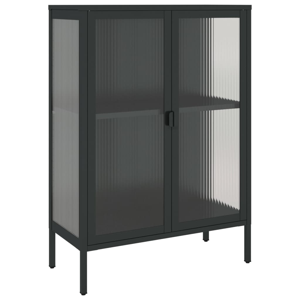 Sideboard Black 29.5&quot;X13.8&quot;X41.3&quot; Glass And Steel