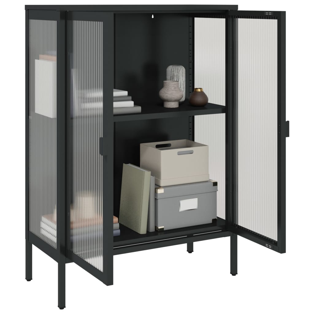 Sideboard Black 29.5&quot;X13.8&quot;X41.3&quot; Glass And Steel