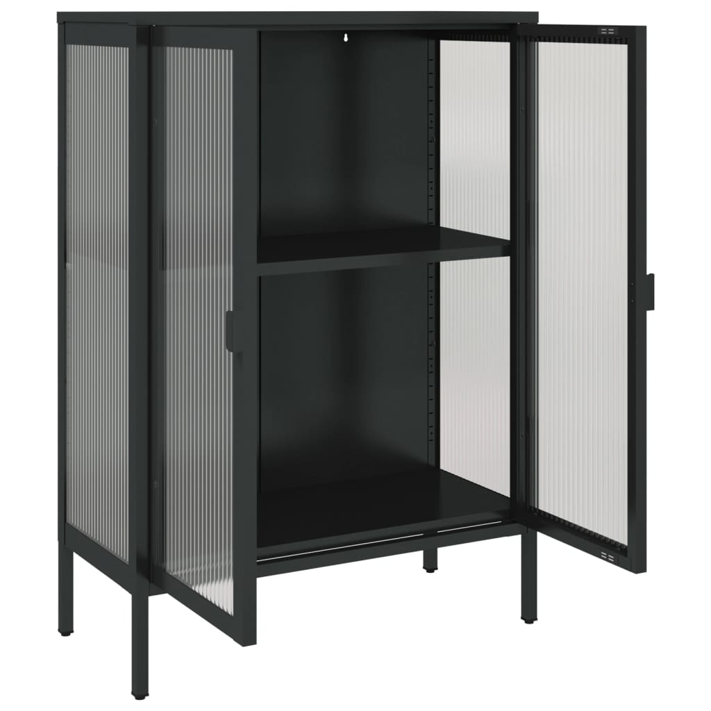 Sideboard Black 29.5&quot;X13.8&quot;X41.3&quot; Glass And Steel