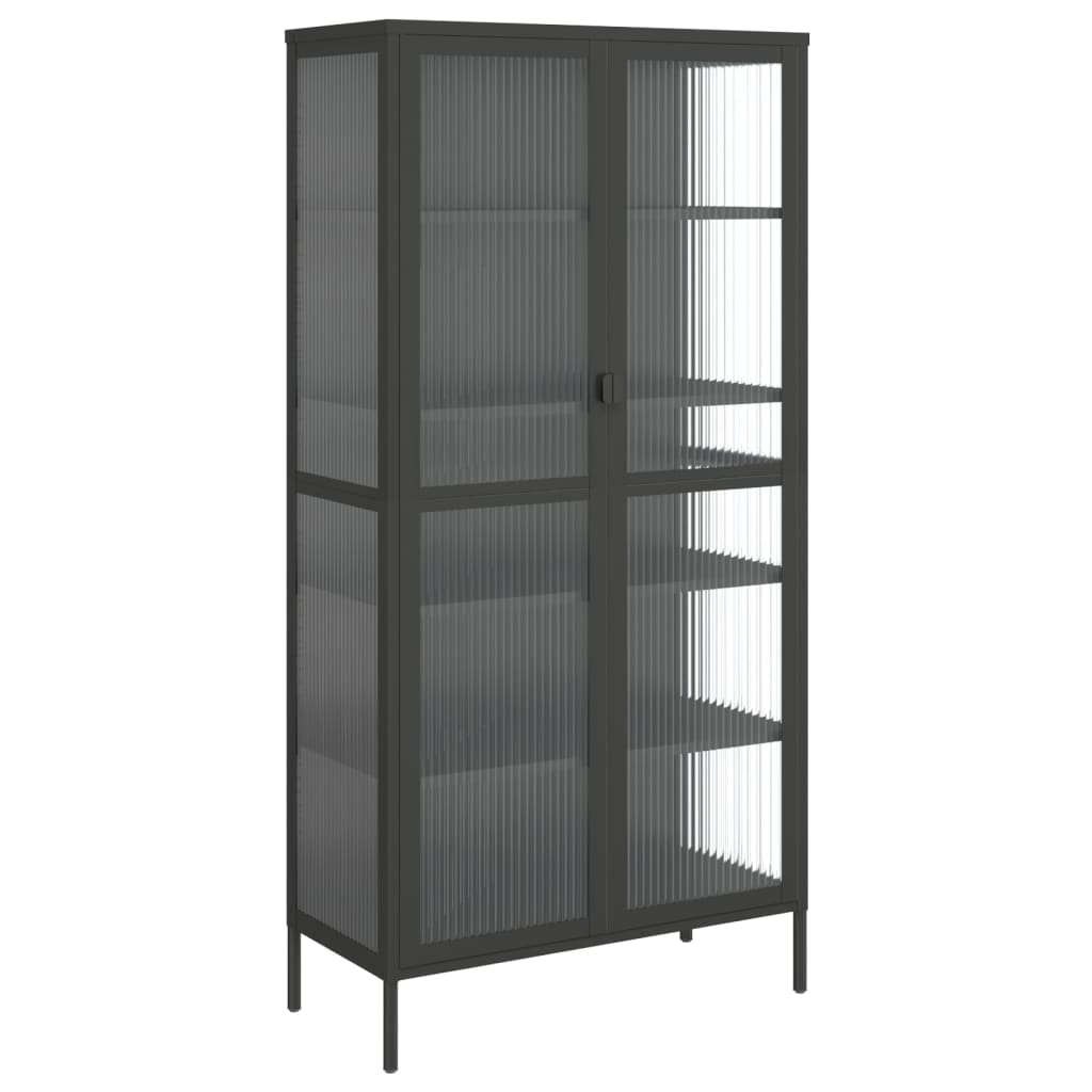 Highboard Black 33.5&quot;X15.7&quot;X70.9&quot; Glass And Steel