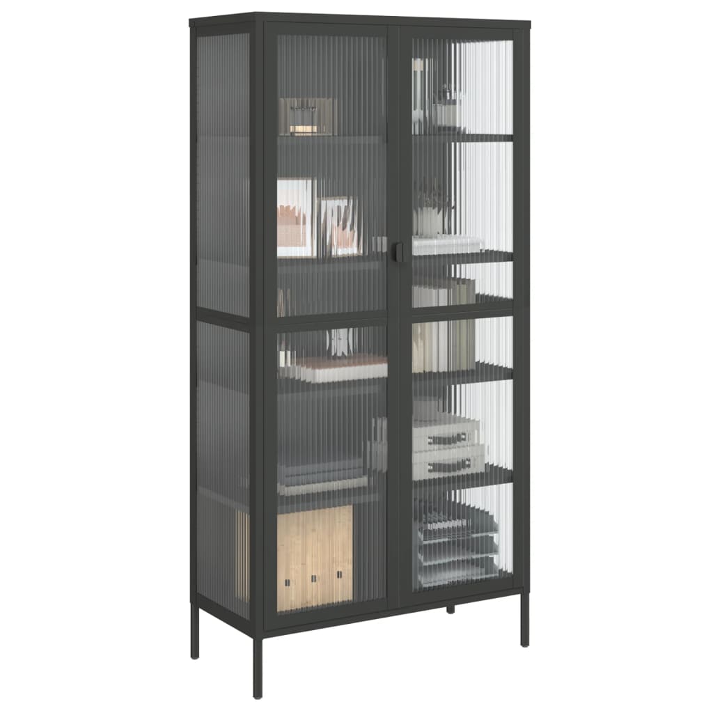 Highboard Black 33.5&quot;X15.7&quot;X70.9&quot; Glass And Steel