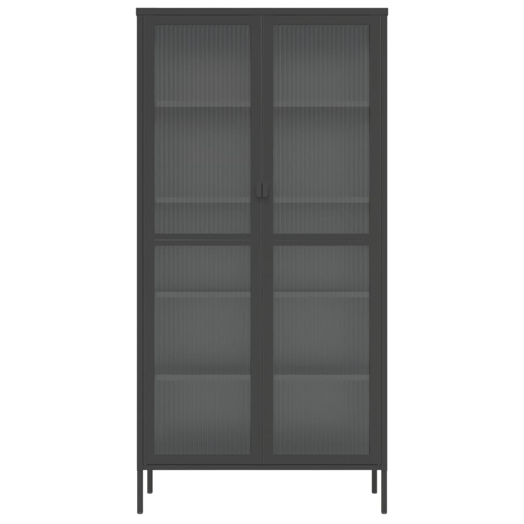 Highboard Black 33.5&quot;X15.7&quot;X70.9&quot; Glass And Steel