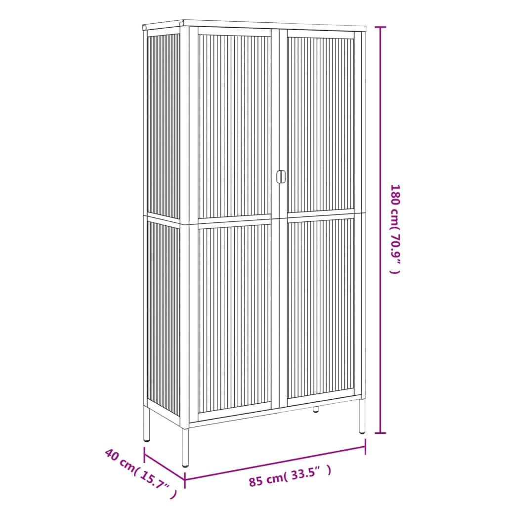 Highboard Black 33.5&quot;X15.7&quot;X70.9&quot; Glass And Steel