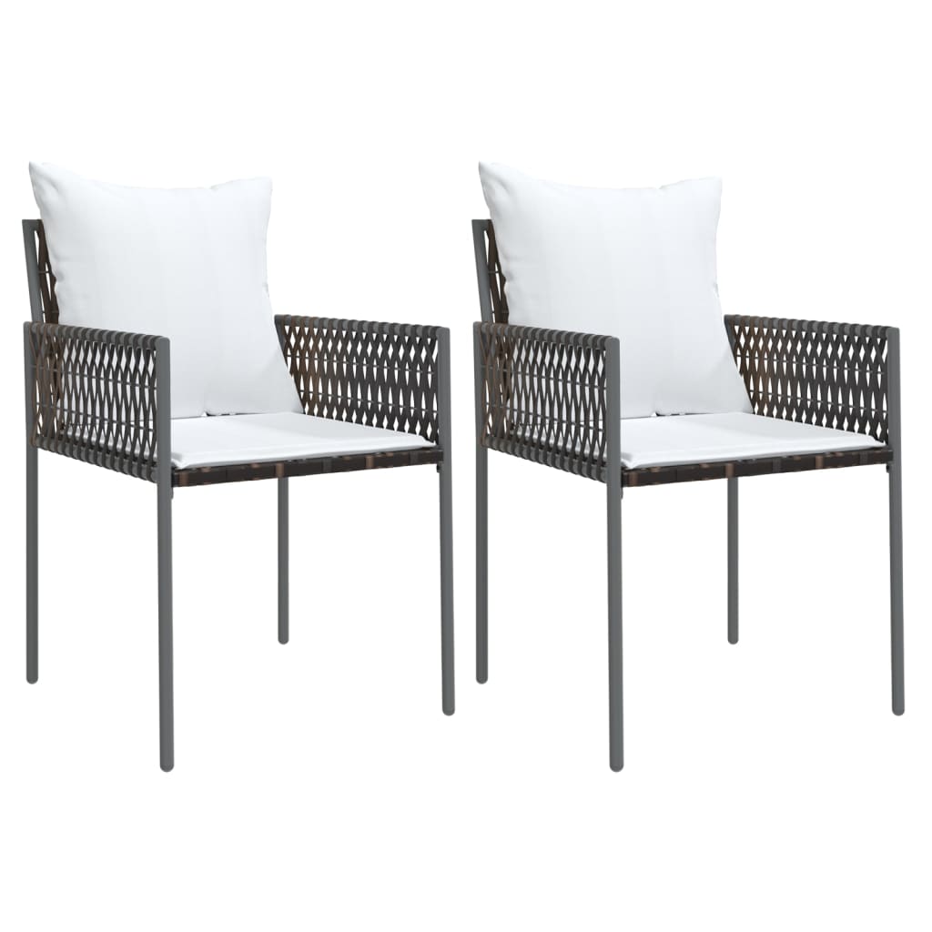 Patio Chairs With Cushions 2 Pcs 21.3&quot;X24&quot;X32.7&quot; Poly Rattan