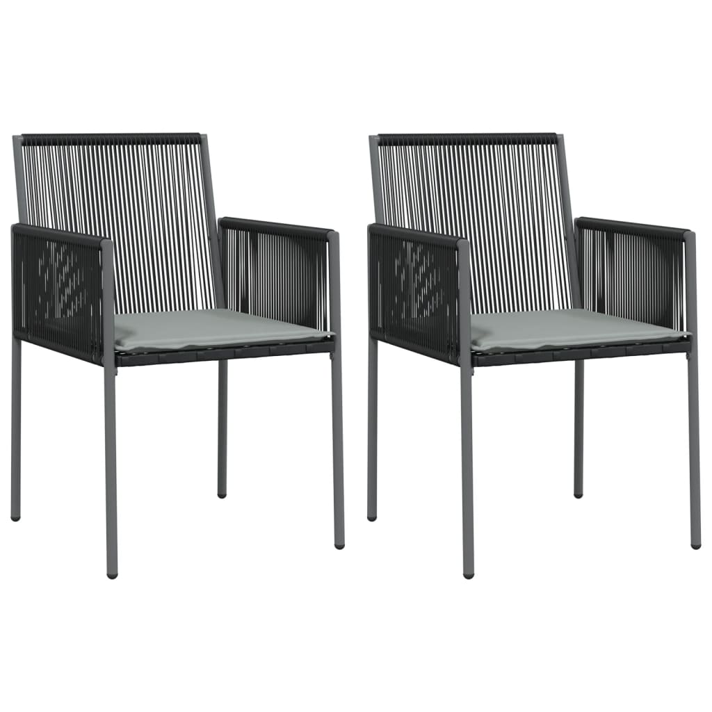 Patio Chairs With Cushions 2 Pcs Black 21.3&quot;X23.8&quot;X32.9&quot; Poly Rattan