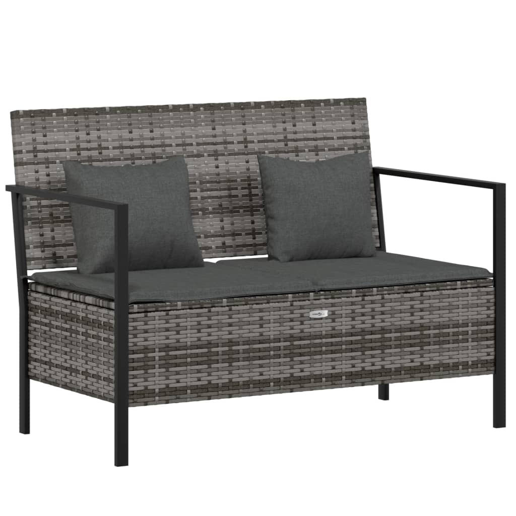 2-Seater Patio Bench With Cushions Poly Rattan