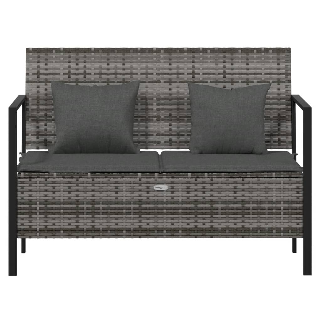 2-Seater Patio Bench With Cushions Poly Rattan