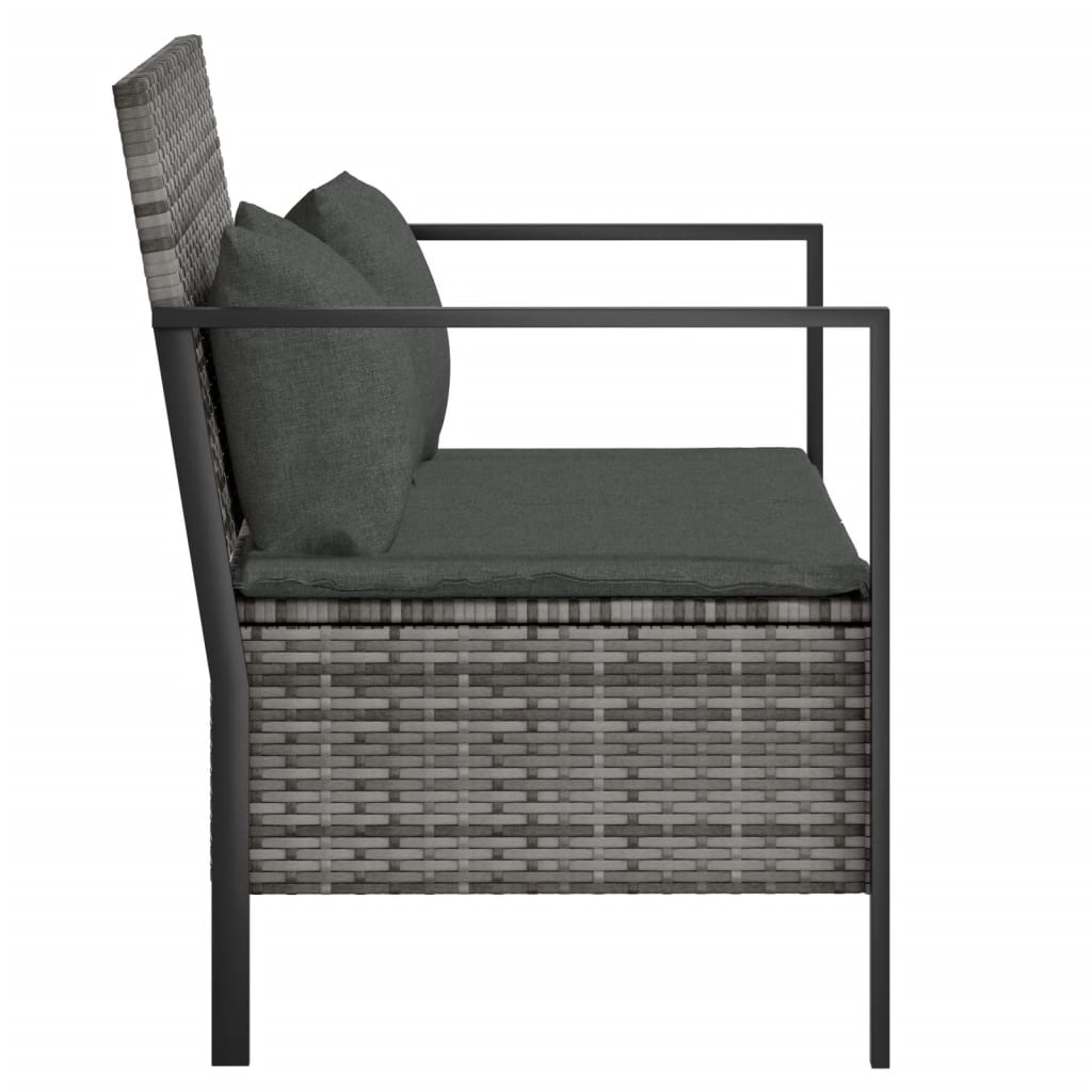 2-Seater Patio Bench With Cushions Poly Rattan