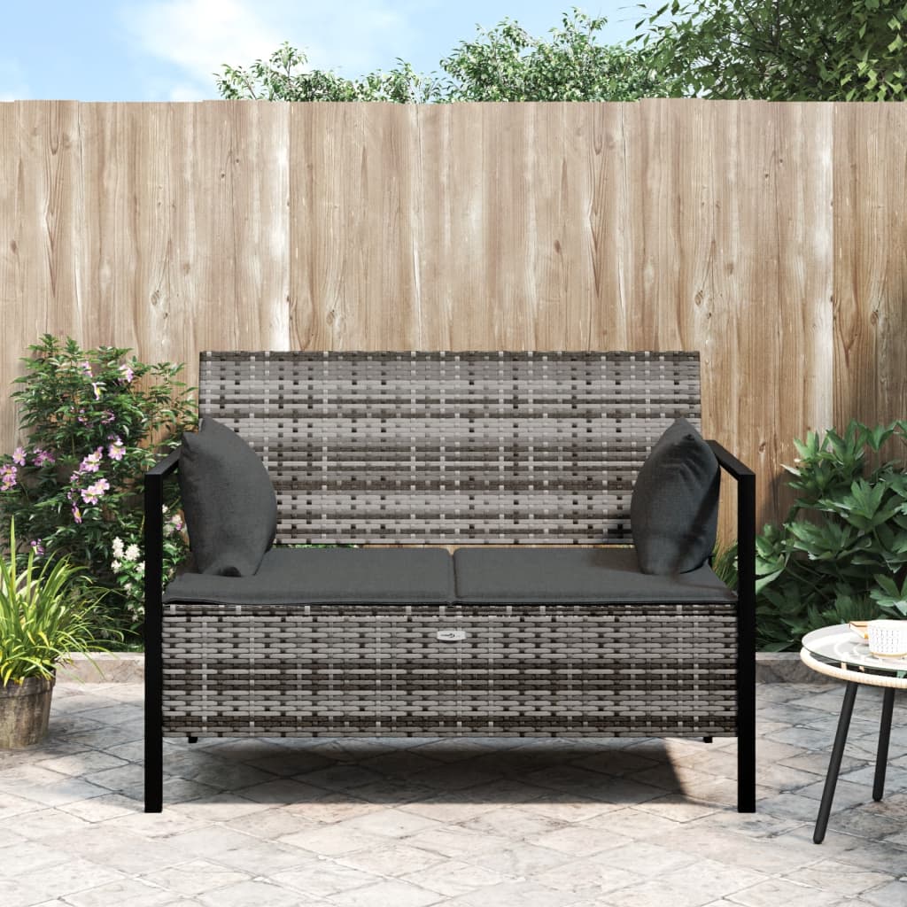 2-Seater Patio Bench With Cushions Poly Rattan