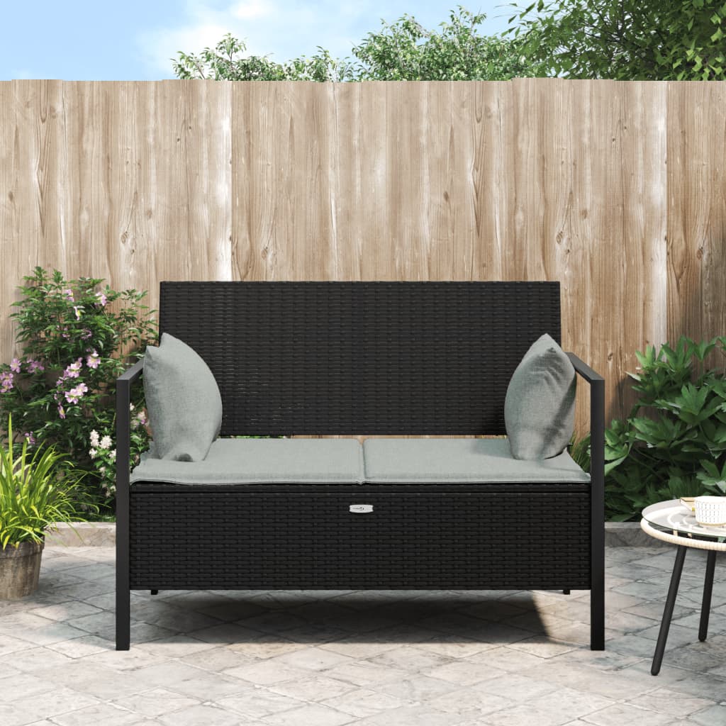 2-Seater Patio Bench With Cushions Poly Rattan