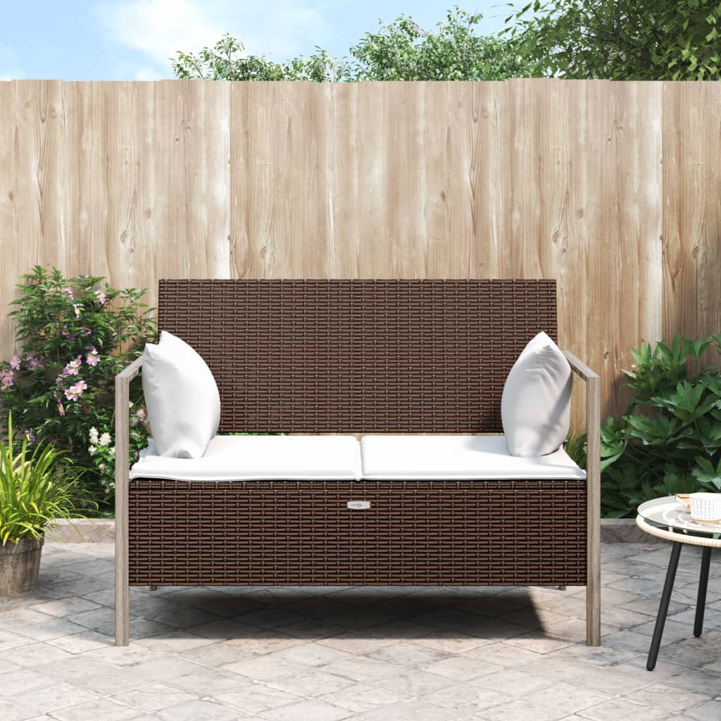 2-Seater Patio Bench With Cushions Poly Rattan