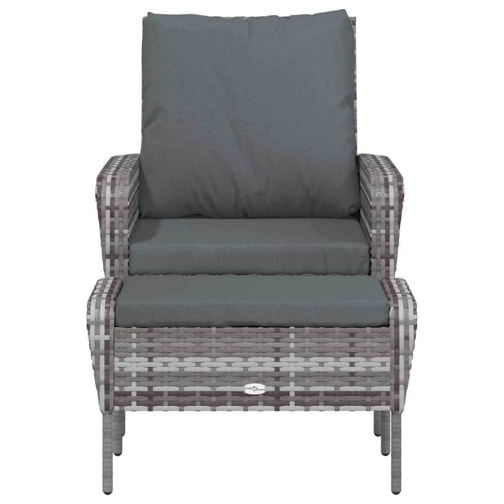 Patio Chair With Footstool Poly Rattan