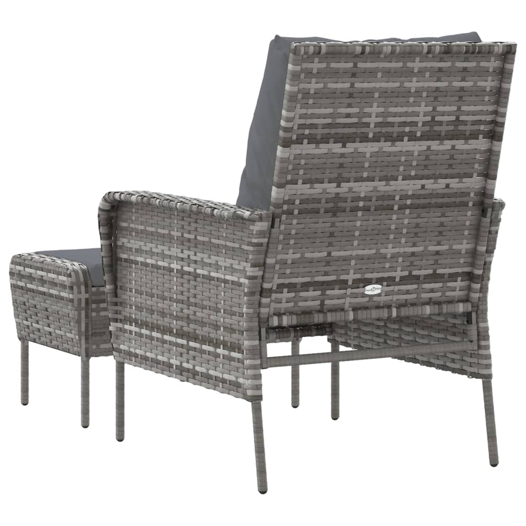 Patio Chair With Footstool Poly Rattan