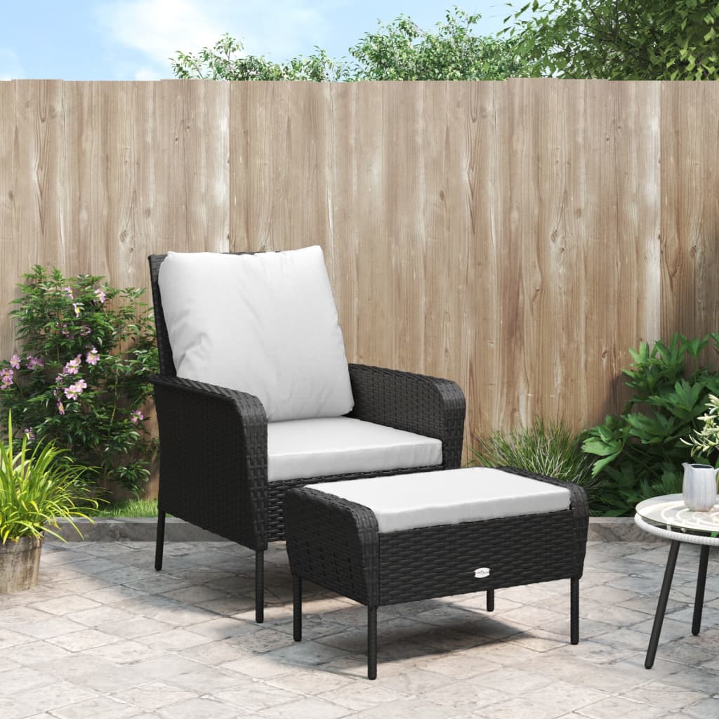 Patio Chair With Footstool Poly Rattan