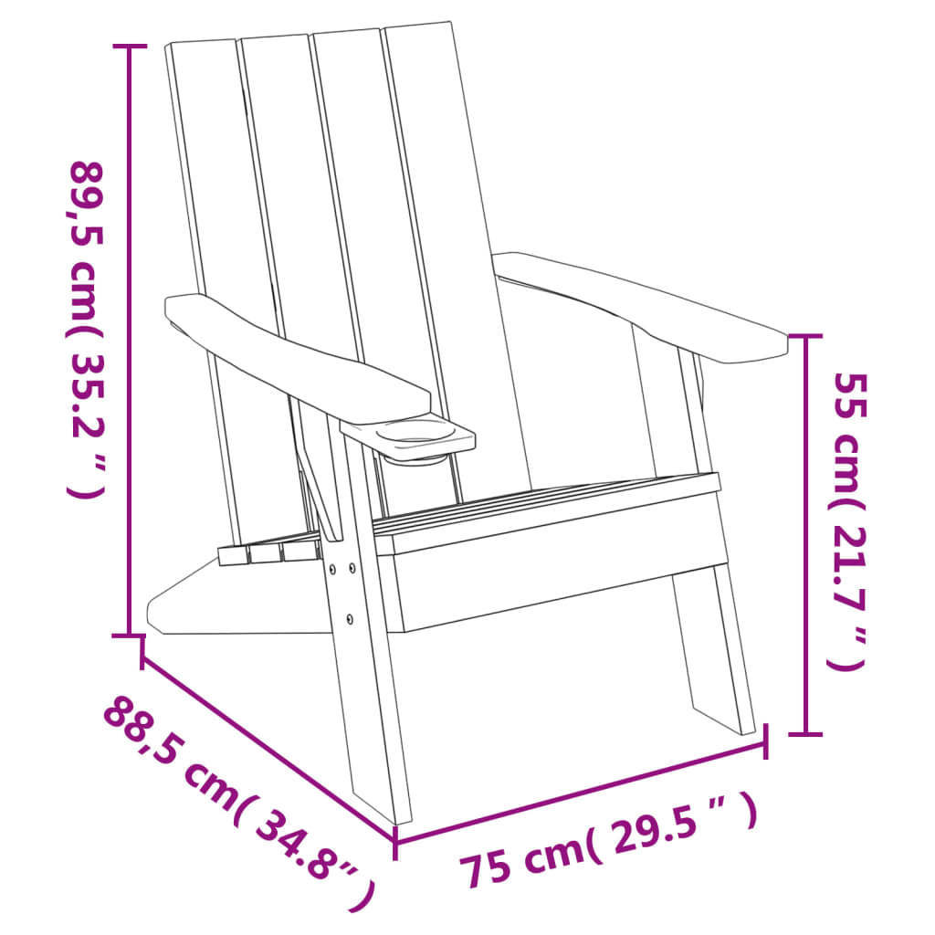 Patio Adirondack Chair Light Brown 29.5&quot;X34.8&quot;X35.2&quot; Polypropylene