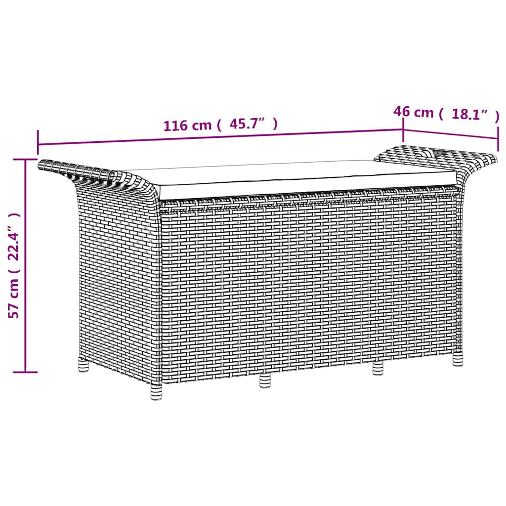 Patio Bench With Cushion Poly Rattan