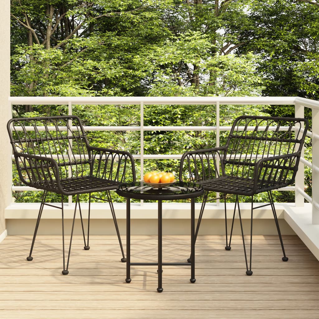 3 Piece Patio Dining Set Poly Rattan