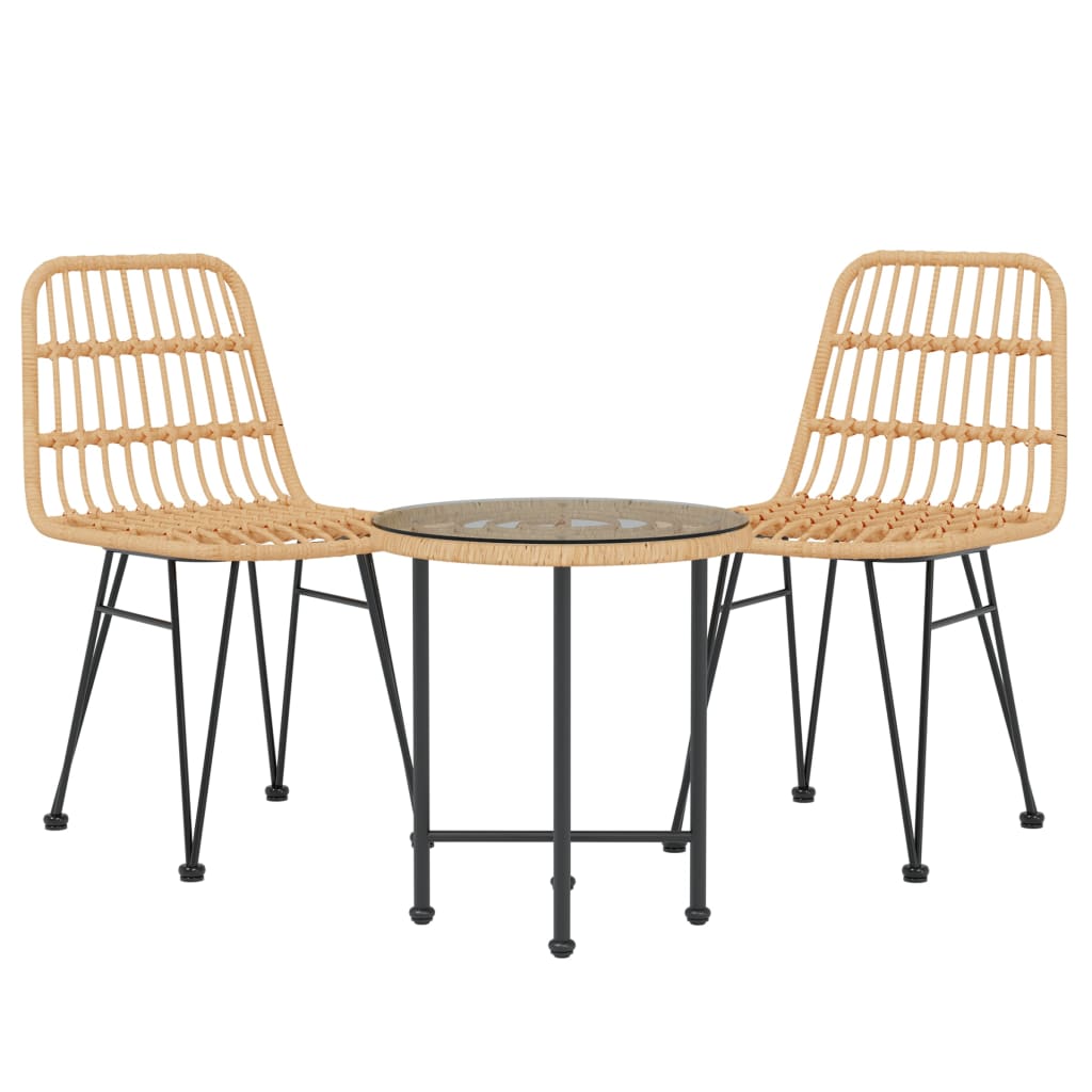 3 Piece Patio Dining Set Poly Rattan