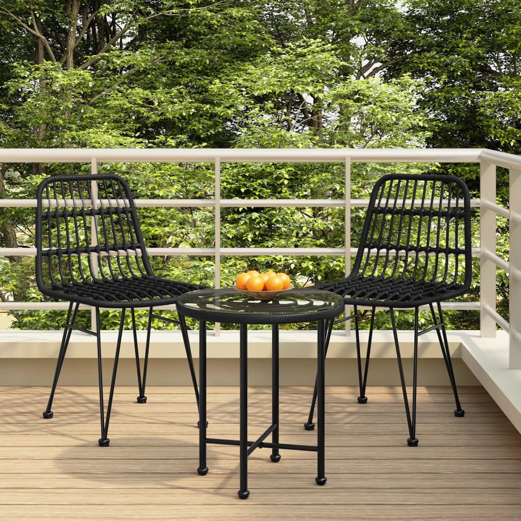 3 Piece Patio Dining Set Poly Rattan