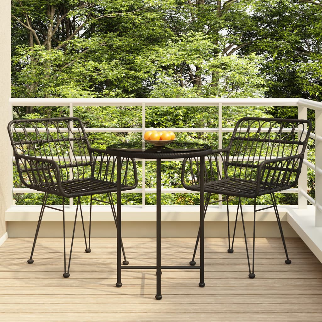 3 Piece Patio Dining Set Poly Rattan