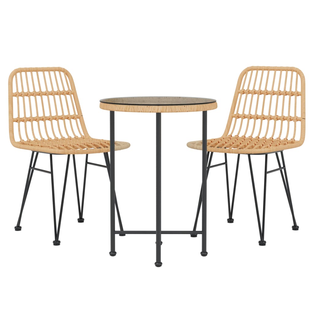 3 Piece Patio Dining Set Poly Rattan