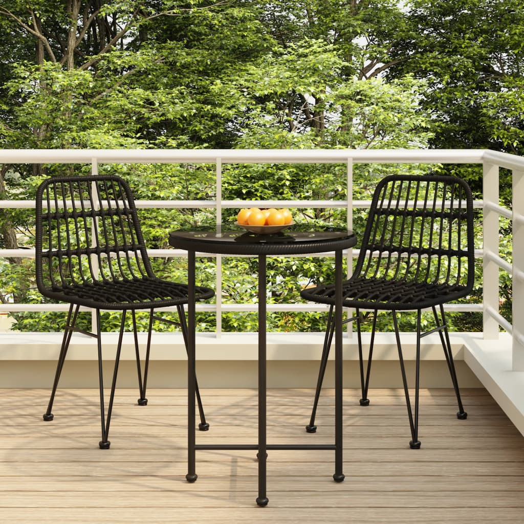 3 Piece Patio Dining Set Poly Rattan