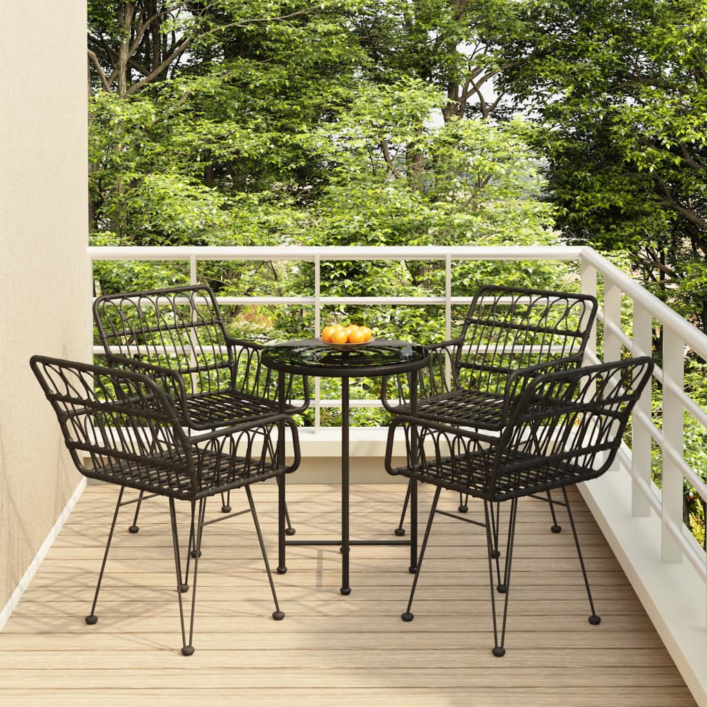 5 Piece Patio Dining Set Poly Rattan