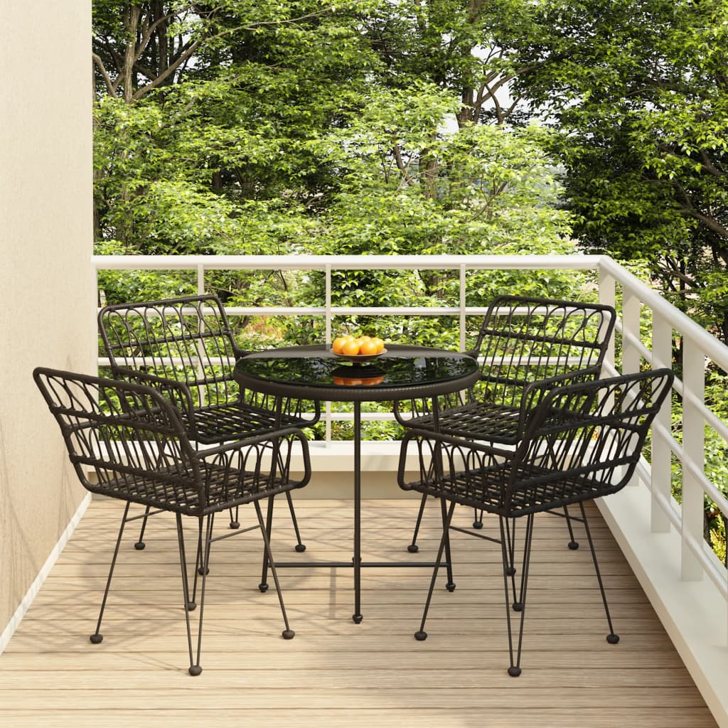 5 Piece Patio Dining Set Poly Rattan