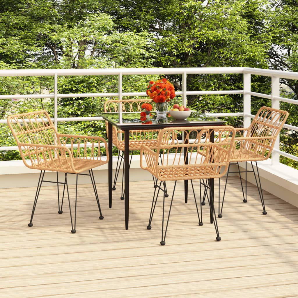 7 Piece Patio Dining Set Poly Rattan