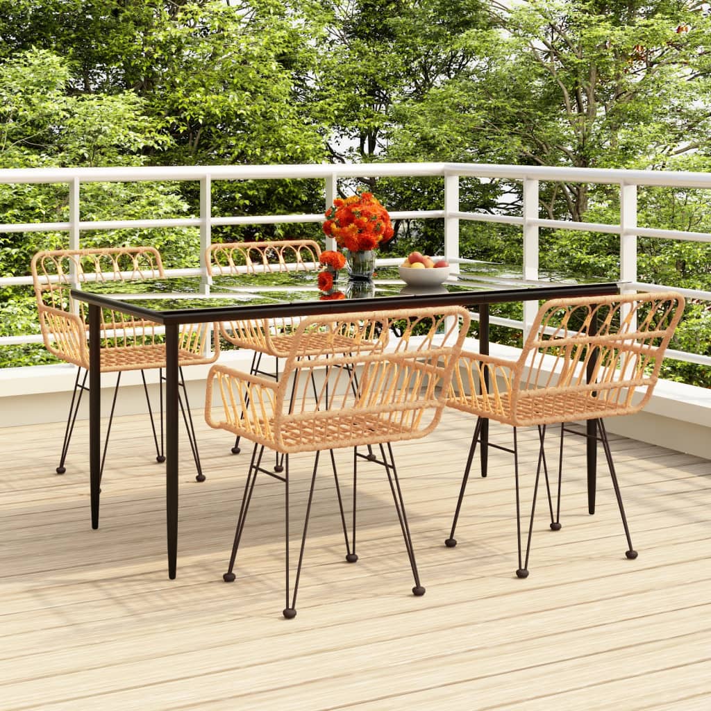 7 Piece Patio Dining Set Poly Rattan