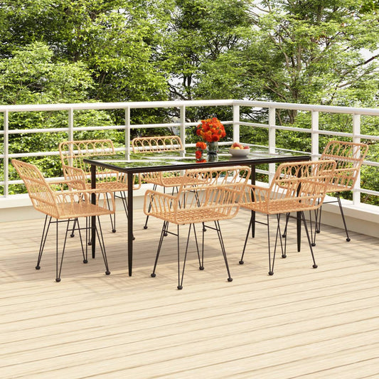 7 Piece Patio Dining Set Poly Rattan