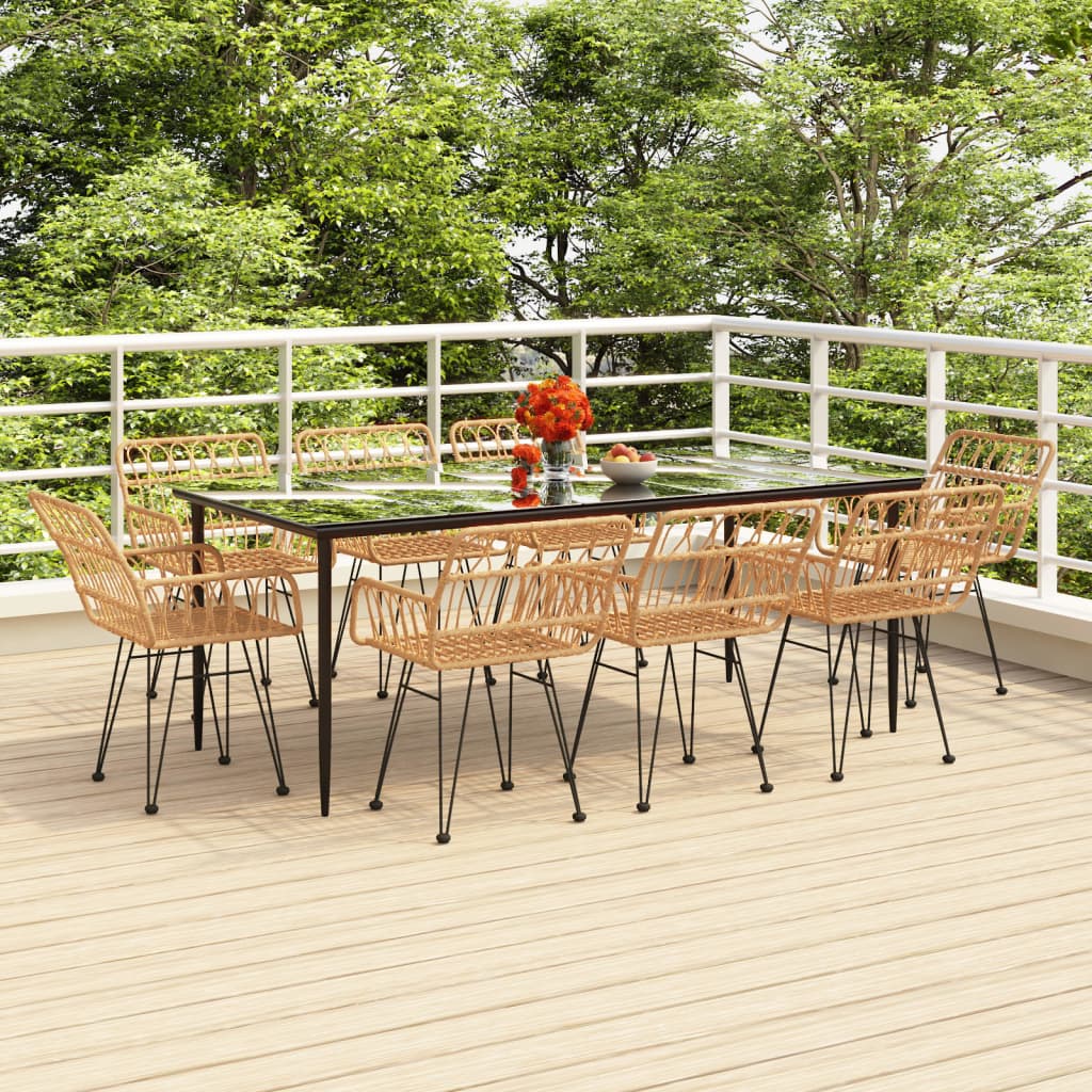 7 Piece Patio Dining Set Poly Rattan