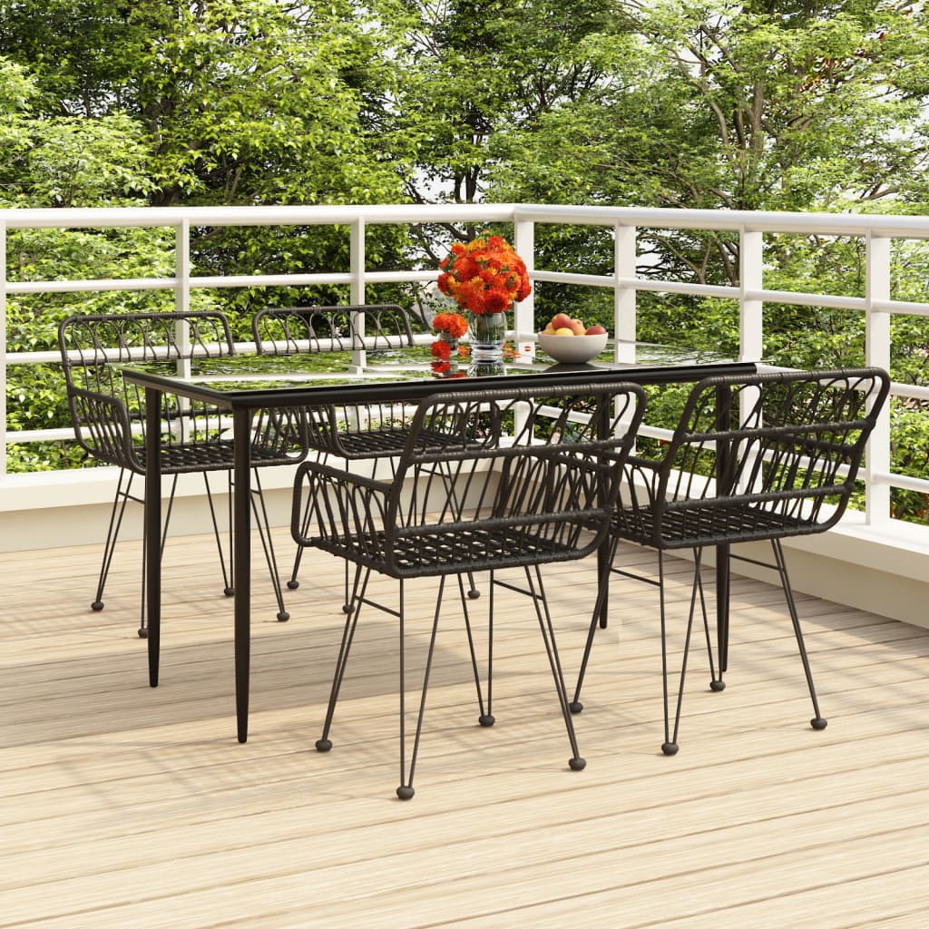 7 Piece Patio Dining Set Poly Rattan