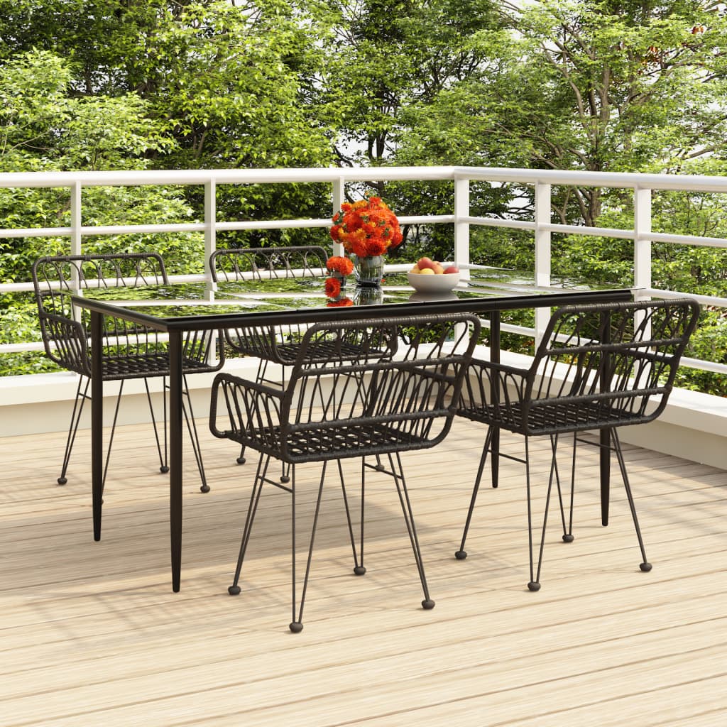 7 Piece Patio Dining Set Poly Rattan