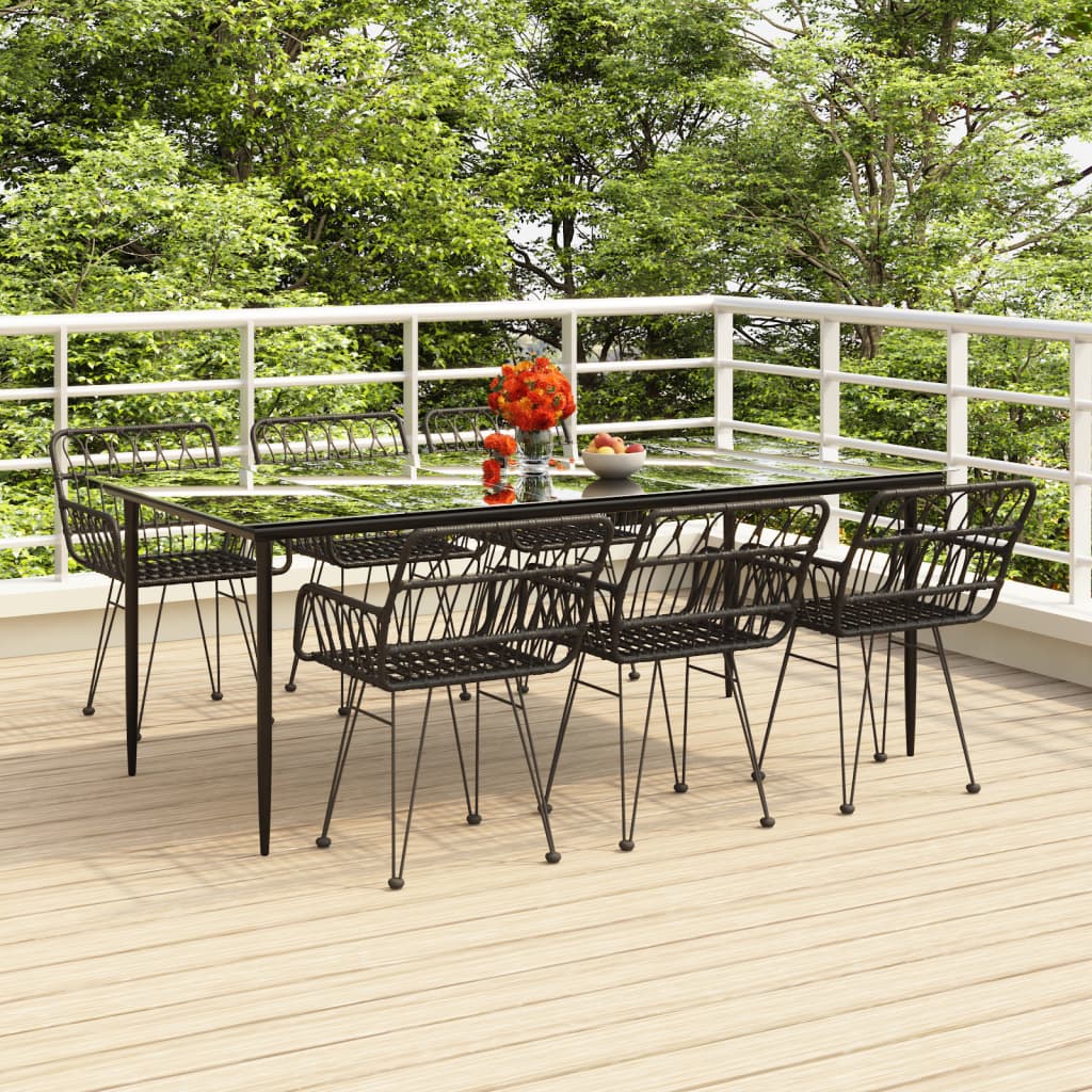 7 Piece Patio Dining Set Poly Rattan