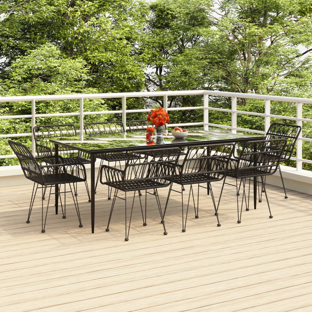 7 Piece Patio Dining Set Poly Rattan