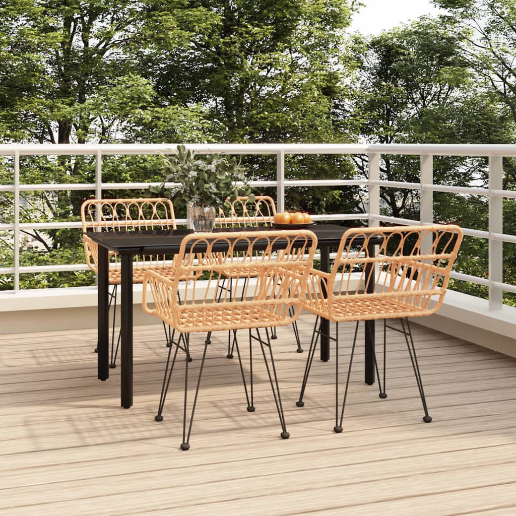 7 Piece Patio Dining Set Poly Rattan