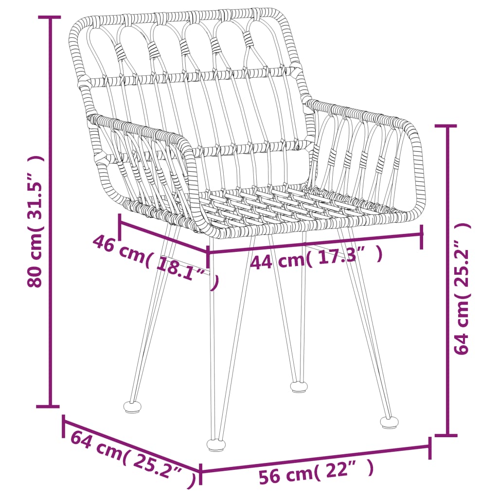 7 Piece Patio Dining Set Poly Rattan