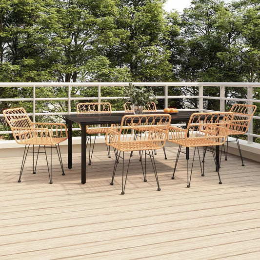 7 Piece Patio Dining Set Poly Rattan