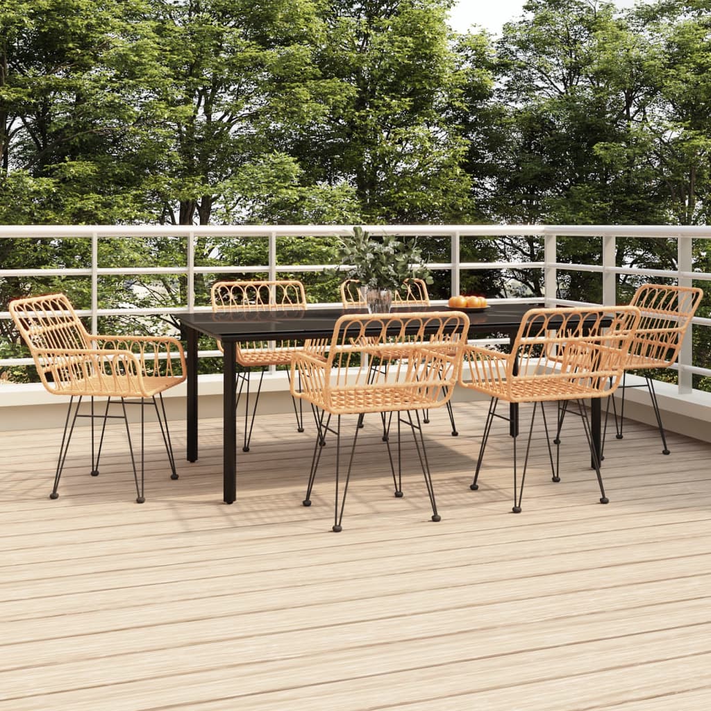 7 Piece Patio Dining Set Poly Rattan