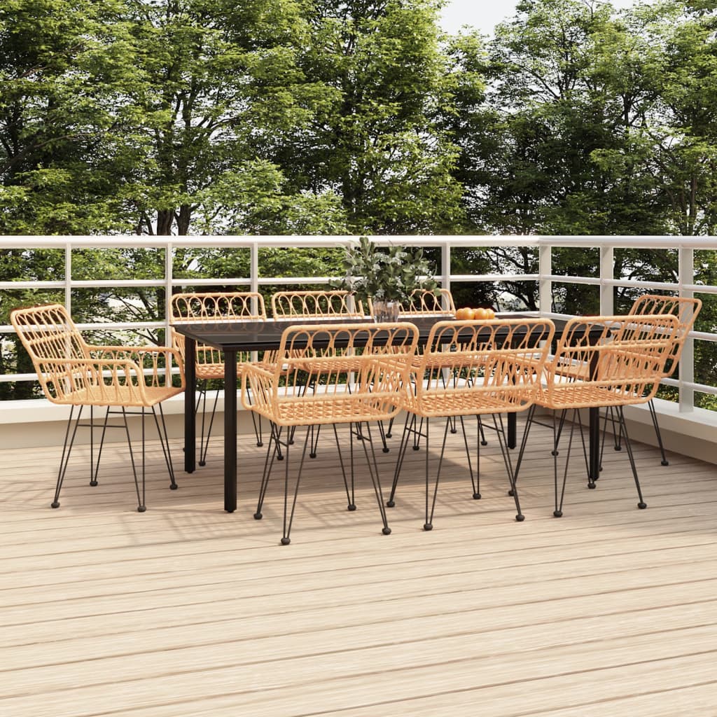 7 Piece Patio Dining Set Poly Rattan