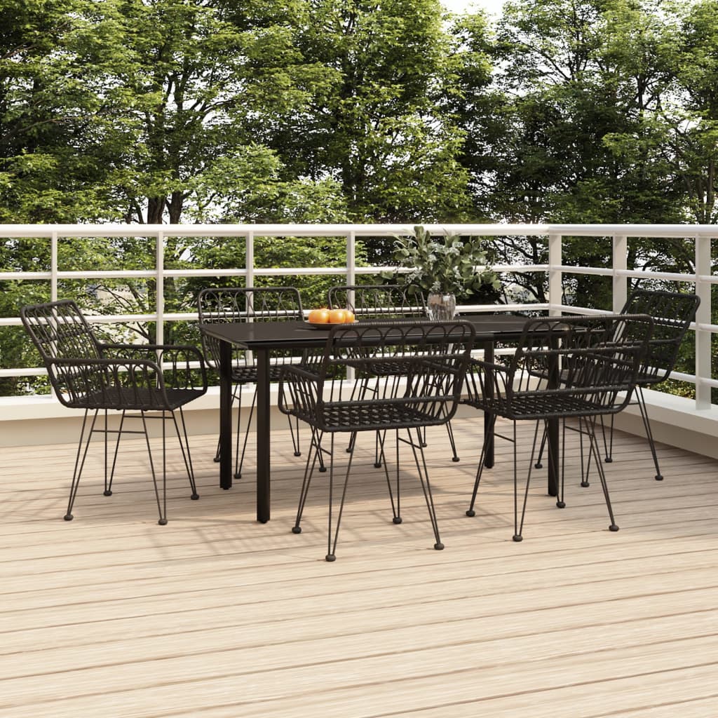 7 Piece Patio Dining Set Poly Rattan