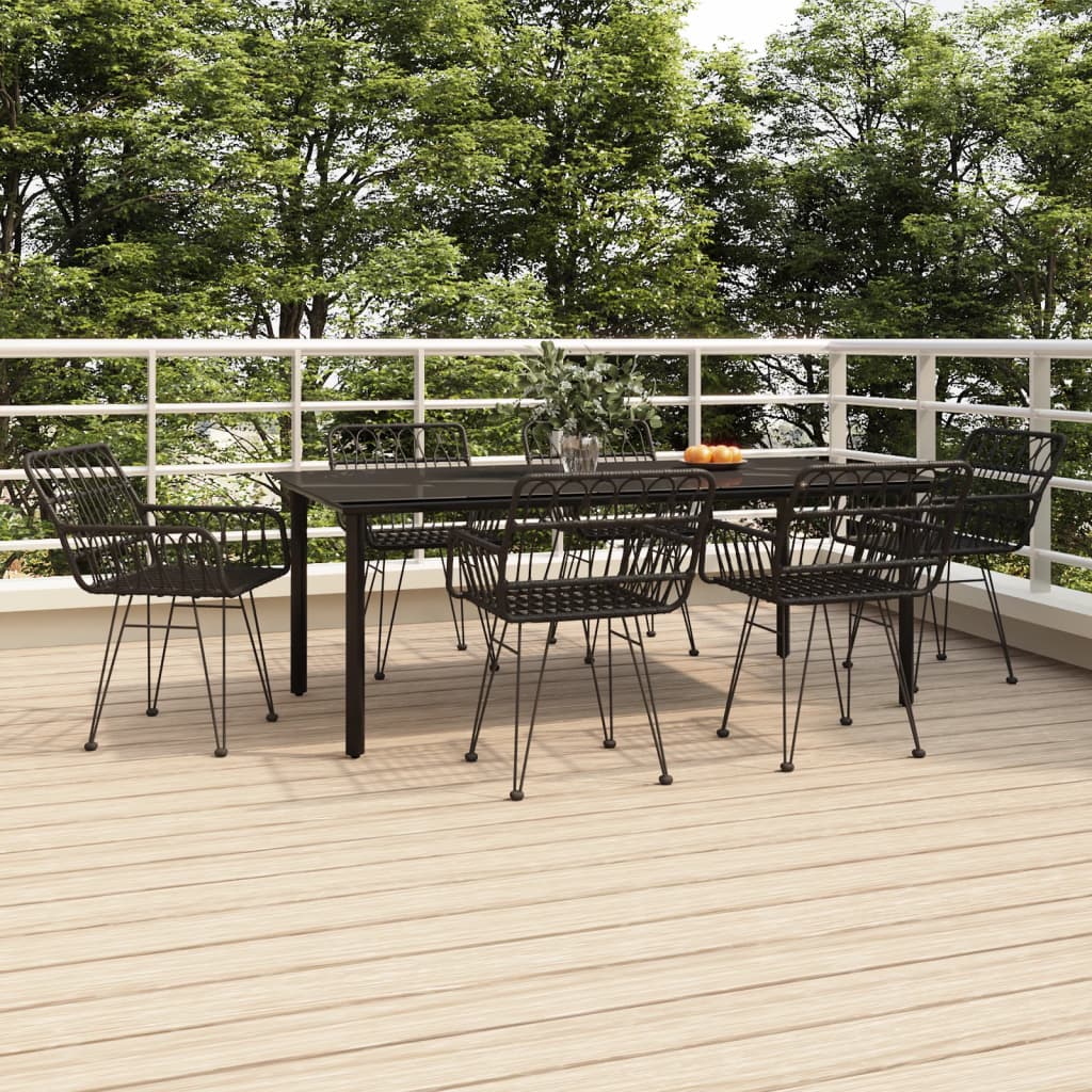 7 Piece Patio Dining Set Poly Rattan