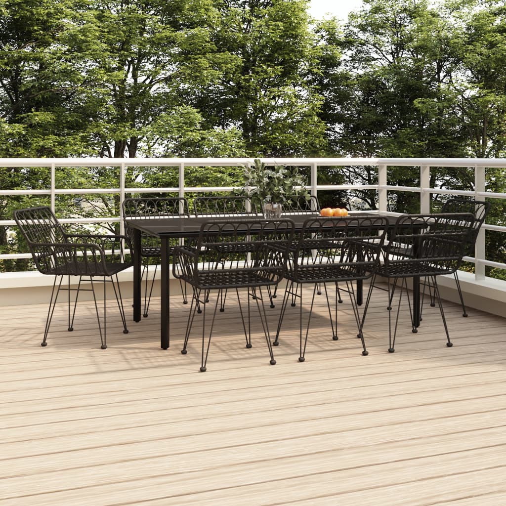 7 Piece Patio Dining Set Poly Rattan