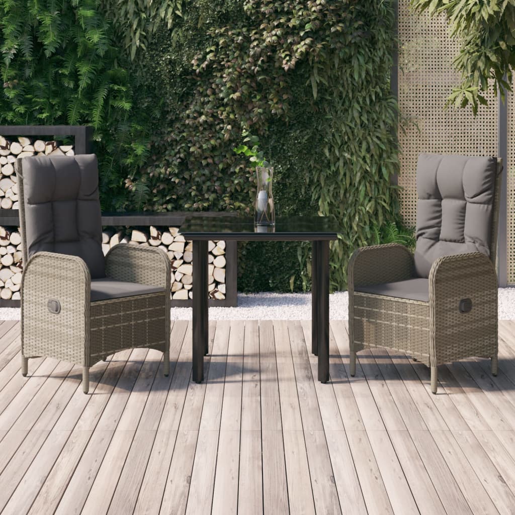 5 Piece Patio Dining Set With Cushions Black And Poly Rattan